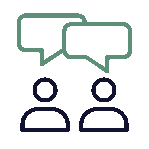 two people with voice bubbles icon