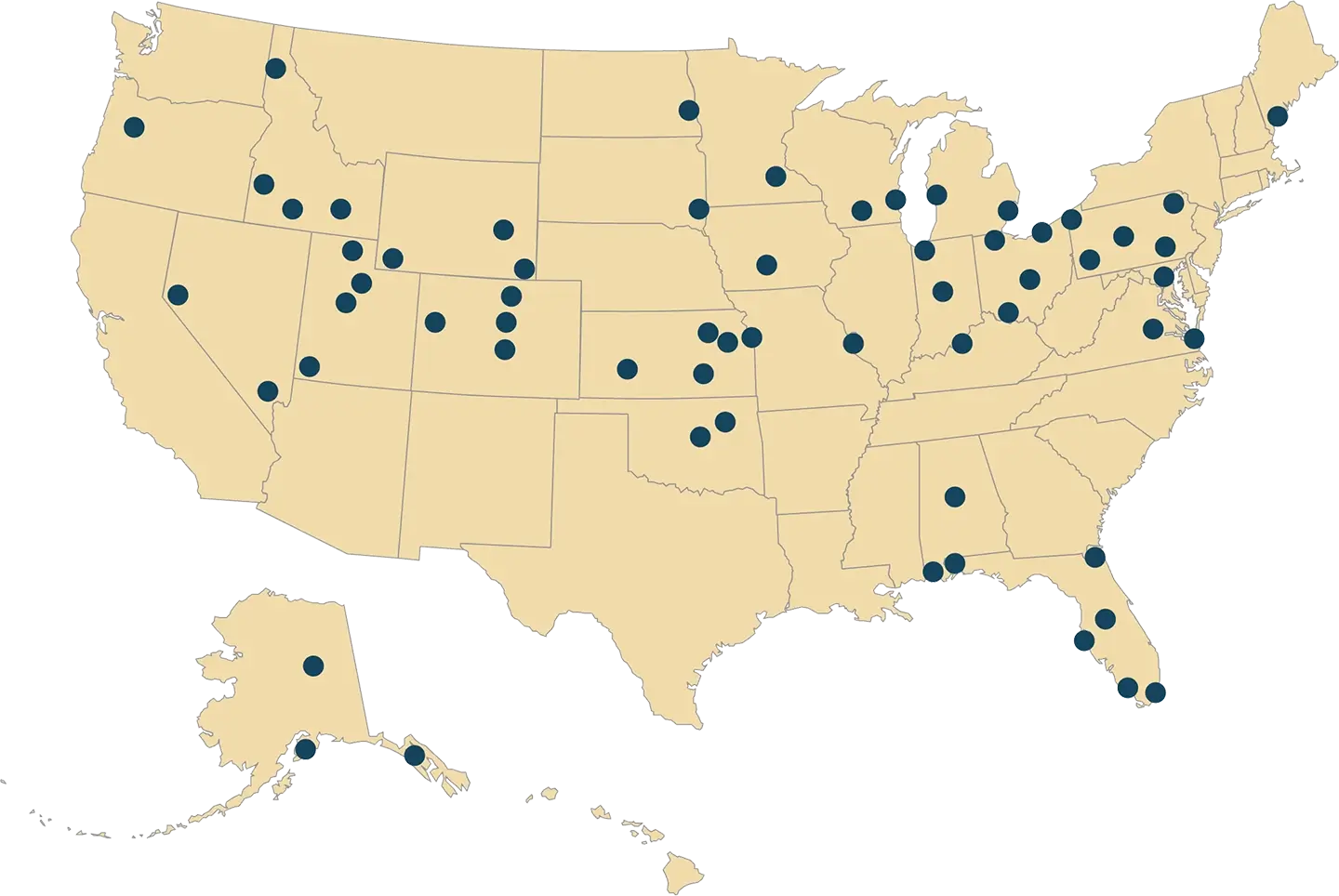 USA map of facilities