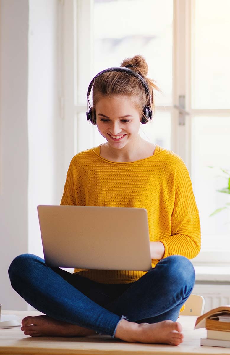 Woman working on laptop