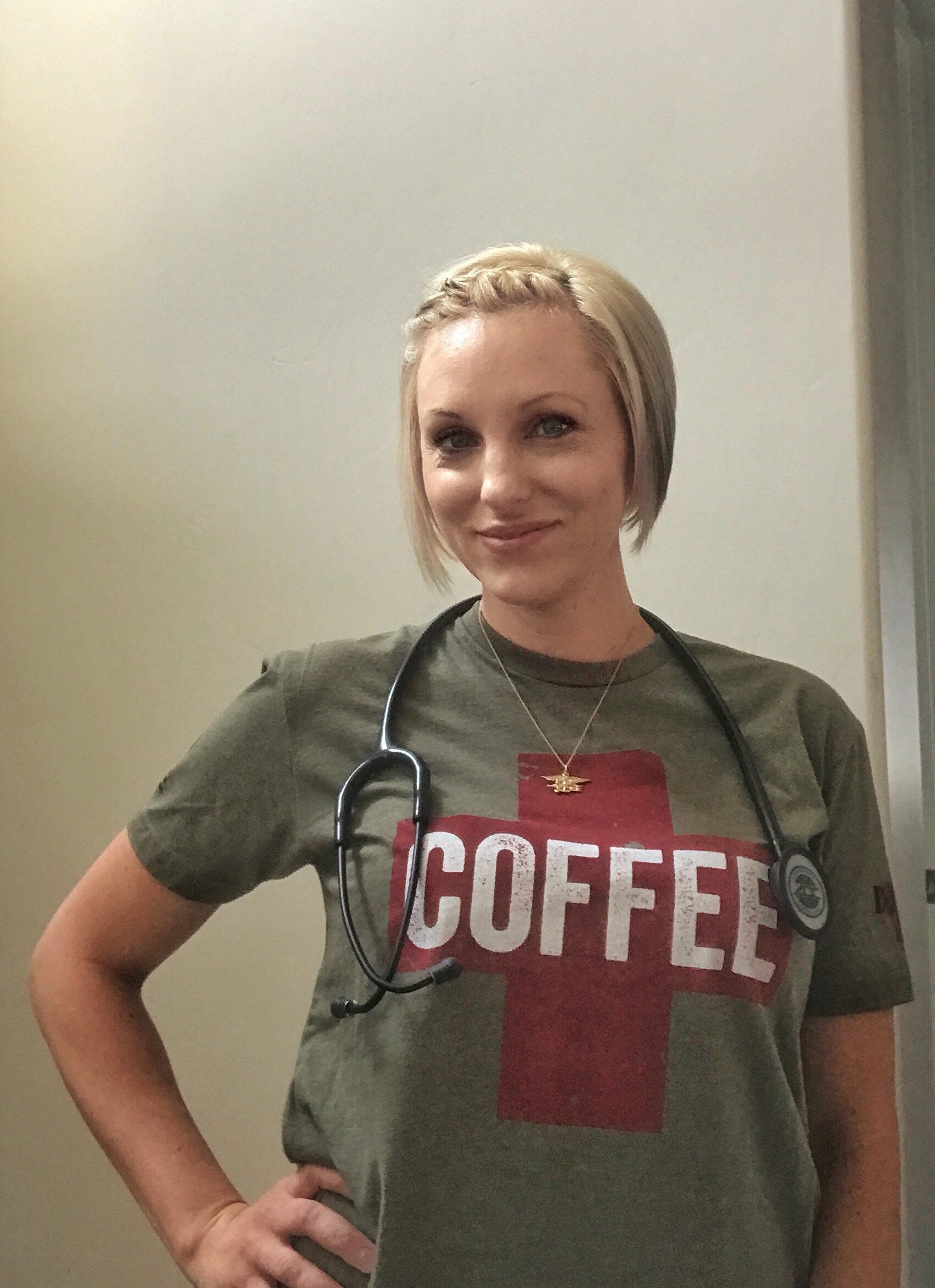 Tiffanee Cravens with a stethoscope