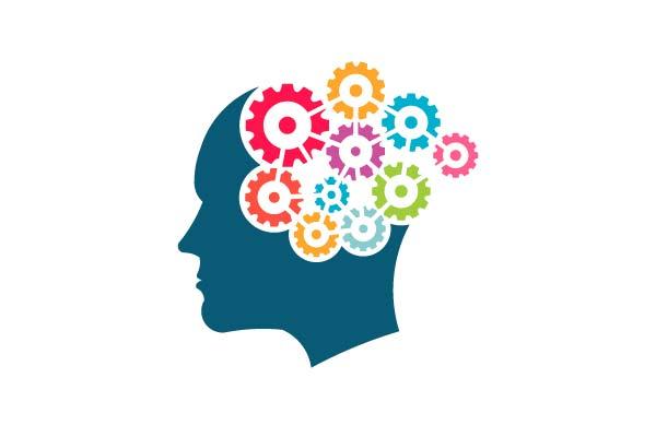 silhouette of head with cog wheels