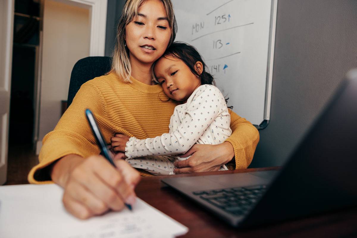 nursing student and her daughter